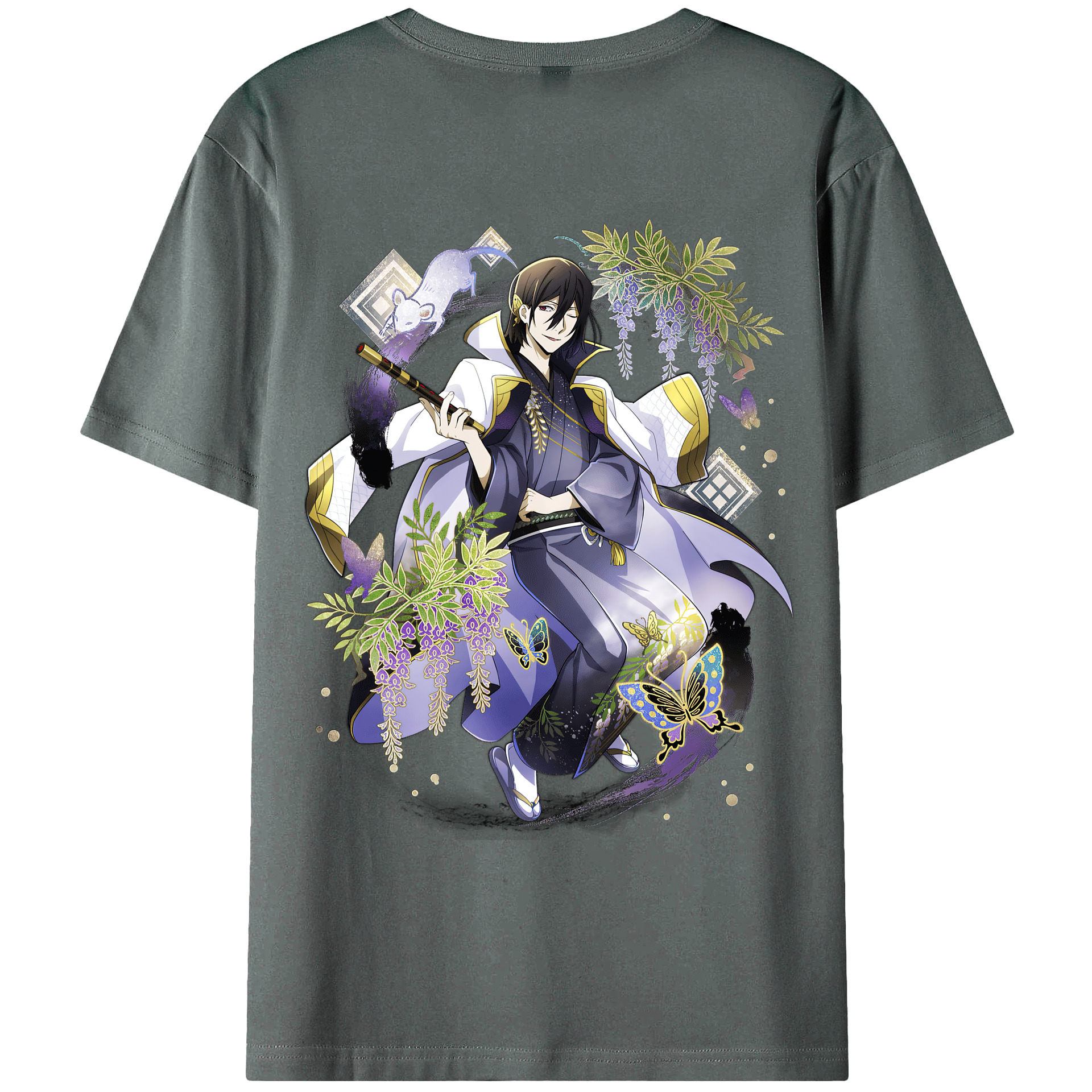 （画像用） 文豪ストレイドッグス Bungo Stray Dogs 綿100％ メンズ半袖Tシャツ（バックプリント） 通気性